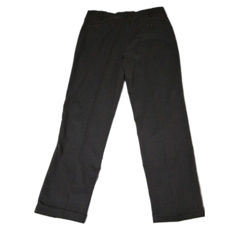 Roundtree & Yorke Travel Smart Mid Rise Dress Pants 38 x 32 Pleated Herringbone